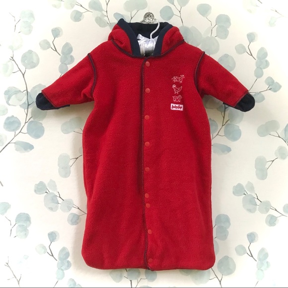 Baby GAP Red & Blue Fleece Newborn Sleeper Sleepsack Reversible Winter Bunting - Picture 6 of 11